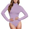 CHIFIGNO Tuta da donna a maniche lunghe con collo alto blu cielo chiaro body top pagliaccetto da donna