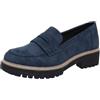 Generico Mocassini Donna Pelle Scamosciati Pianta Larga Loafers con Plateau Scarpe Eleganti Morbida Mocassino Elegante Classico Blu 40