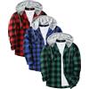 JACKETOWN Camicia da Boscaiolo da Uomo Flanella con Cappuccio a Maniche Lunghe Quadri da Uomo Camicia Casual Vintage a Quadri con Bottoni Giacca con Tasca Confezione da 3 M-3XL