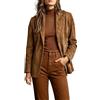 MJGkhiy Blazer Donna Elegante Corto Curvy Cerimonia Scamosciata Giacca da Ufficio Business Colletto con Revers Casual Slim Fit Classico Scamosciata Giacche da Abito e Blazer con Tasche Autunno Lavoro