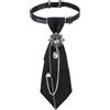 PLIGREAT Cravatte pre-legate lunghe 21,5 cm, nere con strass, cravatte regolabili per donne con catena in metallo, papillon per feste, balli, cosplay, matrimoni, camicie, accessori di abbigliamento