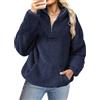 Koerye Felpe Senza Cappuccio da Donna Manica Lunga Felpe con Zip Sweatshirt | Felpa con Colletto Oversize Casual Calda Maglietta Autunno Inverno con Mezza Zip con Tasche Hoodie
