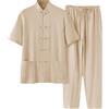 Generisch Tuta da Tai Chi da uomo, stile cinese, a maniche lunghe, in cotone e lino, camicia + pantaloni, 2 pezzi, abbigliamento tradizionale per arti marziali, traspirante, uniforme Kung Fu, set Tangzhuang per