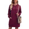 Aseniza Felpa lunga con cappuccio da donna, con tasche, orlo in vita | Vestito in felpa da donna in vestibilità regolare con tasche e orlo, adatto a leggings, jeans, scarpe da ginnastica e stivali