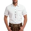COOFANDY Camicia da uomo a maniche corte, colore bianco | cotone, motivo ricamato, per l'Oktoberfest