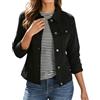 Generic Giacca di jeans corta aderente da donna, maniche lunghe, stile trucker. | Giacca di jeans aderente, tessuto morbido, modello trucker corto con bottoni e maniche lunghe, capospalla casual di tendenza