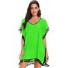 linqin Costume da bagno da donna in tinta unita verde fluo copre il vestito da spiaggia per costumi da bagno
