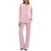 Uwdiohq Casual da Donna, 2 Pezzi, Abbottonato, A Maniche Lunghe, con Sexy Due Pezzi Pigiama Cotone Lungo Donna Aperto Pigiami Corti XL Vestaglia Corta Squalo Invernale Pesante Nero Peloso Coppia