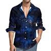 JiuPopular Camicia a maniche lunghe da uomo, con cielo stellato, cielo stellato, cielo stellato, camicia casual da uomo con tasca