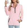 Koerye Felpe Senza Cappuccio da Donna Manica Lunga Felpe con Zip Sweatshirt | Felpa con Colletto Oversize Casual Calda Maglietta Autunno Inverno con Mezza Zip con Tasche Hoodie