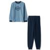 OVS Kids Pigiama Blu con Girocollo e Pantaloni Lunghi in Pile Regular Fit