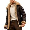 Suncadmious Sherpa Foderato Giacca di Pelle Uomini Camoscio Sherpa Shearling Pelliccia Sintetica Cappotto di Pelle di Pecora Cappotto Invernale Giacca di Pelliccia Collare