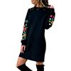 Cocila Manici Borsa Manica Inverno Donne Abito Lungo Ricamo Floreale Sweatshirt Casual Autumn Abito da Donna Vestitino per Abito Stile Positano Abito Elegante Mezza Manica Donna