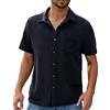 PAODIKUAI Camicia da Uomo a Maniche Corte in Velluto a Coste Casual Button Down