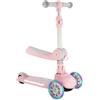 MoMi DEBE Monopattino Evolutivo Bambino 2 in 1 con Seduta - Cavalcabile da 1 anno fino a 50 kg - Pieghevole, 3 Ruote con luci LED, Pedana Luminosa, Manubrio Regolabile (69-75 cm)