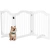 PawHut Barriera di sicurezza barriera modulare pieghevole per animali domestici con supporto in MDF in legno massello, 154,5 x 61 cm, bianco