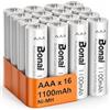 BONAI 16 Pile Ricaricabili AAA Ni-MH 1100mAh 1.2V Alta Capacità Ministilo Ricaricabili Fino a 1200 Cicli Ideali per Case Domotiche Tastiere Wireless Mouse e Giocattoli Precaricate