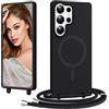 Coiwxmoi Magnetica Cover per Samsung Galaxy S23 Ultra con Cordino Regolabile, [Compatibile con MagSafe] Custodia con Collana Tracolla Laccio Collo Liquido Silicone Lanyard Antiurto Case, Nero