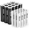 BONAI 24 Pile Ricaricabili Ni-MH Kit Famiglia con 12 AA e 12 AAA Alta Capacità 1.2V 1200 Cicli di Ricarica per Telecomandi Fotocamere Giocattoli e Luci Solari Precaricate