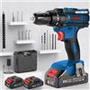 DYJPOW Trapano Avvitatore a Batteria 21 V, 2 Batterie da 2,0 Ah, 42N.m | Kit con 14 accessori e valigetta, 18+1 livelli di coppia, 2 velocità e LED per avvitare e forare legno e metallo