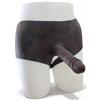 CUPIDO TOYS Mutanda Strapon APERTO SOTTO con Pene Finto, Pantaloncino di Colore Marrone Cintura Fallica in Silicone Indossabile da Uomo o Donna