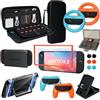 Teyomi Set 19 in 1 Compatibile con Nintendo Switch 2, Custodia da Trasporto | Custodia rigida per Switch 2, 2 volanti, impugnature, cover, 2 pellicole, 2 cover Joycon, supporto, portaschede