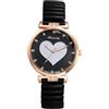 OIDEA - Orologio da polso da donna con cuore, elastico, nero, rosa, bianco, marrone, al quarzo, analogico, cinturino in acciaio inox, pietre scintillanti, elegante, regalo per le donne, vita