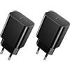 Seadmit Caricatore USB C, 20W Presa, PD3.0 Caricabatterie USB C compatibile con i-Phone 17/16/15/14/13 Plus Pro Max, Galaxy S25/24/23, i-Pad, Air-Pods, Alimentatore USB C Rapido, Nero(2 Pezzi)