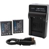 Dot.Foto NP-45, NP-45a, NP-45s Premium 740mAh Batteria (x2) & Caricabatterie USB Compatto per Fujifilm INSTAX Mini 90 FinePix XP70 XP80 XP90 XP120 XP130 XP140 T350 T360 T400 T500 T510 T550 JX500 JX520
