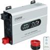 ZeroEra Inverter da 12 V/24 V a 230 V, potenza nominale 1200 W/2300 W, potenza di picco 2400 W/4600 W, sinusoidale puro, LCD, tensione di rilevamento intelligente, 2 prese UE, 1 tipo C, porta di ricarica