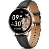 TIFOZEN Smartwatch Donna, 1,27 Elegante e Piccolo con Cardiofrequenzimetro/SpO2/Sonno/Ciclo Mestruale/120+ modalità Sportive/Contapassi/Cinturino in Pelle per Android e iOS (Rosa Oro/Nero)