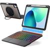 POMBOU Custodia con tastiera per iPad A16 11 10 Gen/Air 11 /Pro 11 | Tastiera Bluetooth senza fili rimovibile, con portapenne, illuminazione a 7 colori, supporto regolabile a 360°