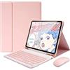 ZKAIAI Custodia con Tastiera per iPad Pro 11 4a 3a 2a 1a Generazione, QWERTY-Layout Wireless Bluetooth Tastiera con Cover Staccabile Magnetica e Mouse per iPad Pro 11 2022/2021/2020/2018, Rosa