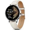 TIFOZEN Smartwatch Donna, 1,27 Elegante e Piccolo con Cardiofrequenzimetro/SpO2/Sonno/Ciclo Mestruale/120+ modalità Sportive/Contapassi/Cinturino in Pelle per Android e iOS (Argento/Galassia)