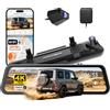 WOLFBOX G900 Core-N 12 Dash Cam a Specchio 4K Anteriore/Posteriore | 8MP STARVIS 2 IMX678, WiFi 6 5GHz, Controllo Vocale, Visione Notturna HDR, Loop, Cam Posteriore per Auto/Camion/SUV, Senza SD
