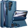 Doeshine Cover Per Samsung Galaxy Z Fold 5 con Supporto, Slot S-Pen Integrato (No S-Pen), [Protezione Cerniera & Pellicola Schermo], Custodia Rigida Robusta per Z Fold 5 Cover Pieghevole (Blu)