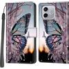 PHINIENLAND Cover per Honor 600 Lite / 500 Smart custodia portafoglio Farfalla | 3 scomparti carte, 1 tasca banconote, Chiusura magnetica, Supporto, Pelle PU flip cover per Honor 600 Lite