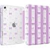 MoKo Cover per iPad (A16) 11a Generazione 11 Pollici, iPad 10a Gen 10,9 in | Custodia per iPad 11/10,9 2025/2022 con Portapenna, Cover Trifold Leggera con Retro PC trasparente, ViolaStrisceFiocchi