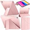 A-BEAUTY Cover Custodia per iPad (A16) 11ª/10ª Gen, Rosa | Portapenna, Cover Retro Traslucido Sottile, Supporto Y Tri-Pieghevole, Auto Svegliati/Sonno