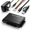 Wowfast Adattatore da USB 3.1 a IDE/SATA, adattatore per disco rigido esterno per HDD/SSD da 2,5 e 3,5, convertitore IDE/SATA con cavo USB-A/USB-C e alimentatore di rete da 12 V, compatibile con