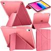 A-BEAUTY Cover Custodia per iPad (A16) 11ª/10ª Gen, Anguria Rosa | Portapenna, Cover Retro Traslucido Sottile, Supporto Y Tri-Pieghevole, Auto Svegliati/Sonno