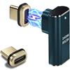 blicadijo Adattatore magnetico USB C, 240 W, 80 Gbps, 8K, USB-C, 24 pin, tipo C, connettore magnetico 90 gradi, per laptop, tablet, cellulare, smartphone, colore stagno