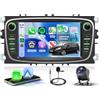 Motorsi Autoradio per Ford Focus II S-Max Mondeo 9 Galaxy II C-Max con Carplay | 7"IPS Scherom,Plug&Play,Bluetooth Car Stereo con Android Auto,FM/AM/RDS Radio,EQ,Mirrior Link,USB,SWC,AHD Telecamera