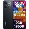 realme Note 70T Smartphone con Batteria da 6000mAh, Cellulari Sbloccato con 90Hz HD Display, Octa-Core, Fino a 12GB RAM Dinamica + 128GB ROM, Protezione ArmorShell™, 300% Ultra Volume, NEXT AI, Nero