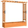 Outsunny Cassone rialzato con traliccio e tetto, per fiori, frutta, verdura, erbe aromatiche, 196 x 44 x 181 cm, legno, Arancione | Aosom Italy