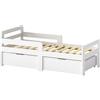 AIYAPLAY Letto Montessori per Bambini 4-14 Anni, 144x76 cm con 2 Cassetti, Sponde di Sicurezza, Bianco | Aosom Italy