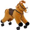 AIYAPLAY Cavallo Cavalcabile per Bambini con Suoni Realistici, Ruote Scorrevoli, Carico 50kg, 18-36 Mesi, Marrone | Aosom Italy