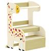 AIYAPLAY Torre Montessoriana Bambini in Legno, Antiscivolo, Barre di Sicurezza, Design a Giraffa, 3-8 Anni, Cucina, Bagno | Aosom Italy