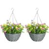 HOMCOM Set di 2 Piante Finte di Cosmo con Cesto, 75 Fiori, 95 Foglie in PE, Protezione UV, Ø35x45 cm, Multicolore | Aosom Italy