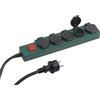 Meister 7430920, Ciabatta multipresa a 5 moduli con interruttore, IP44, 1.4 m, H07RN-F, Verde (grün/schwarz)